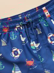 Joules Ocean Blue Printed Swim Shorts - Image 4 of 6