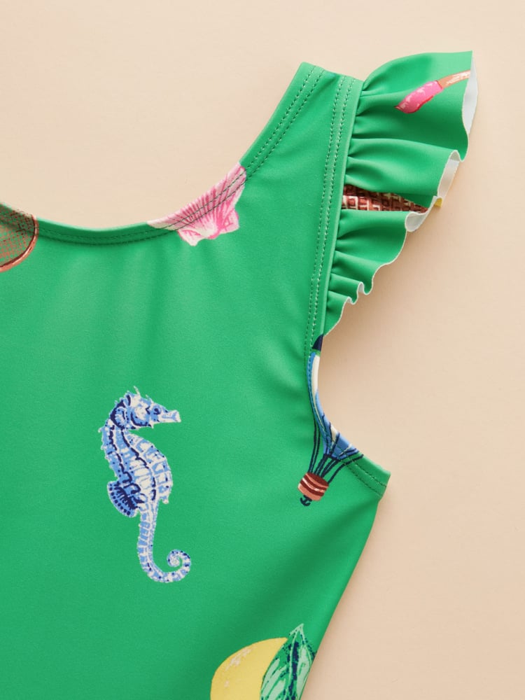Joules Splash Green Printed Swimsuit - Image 2 of 4