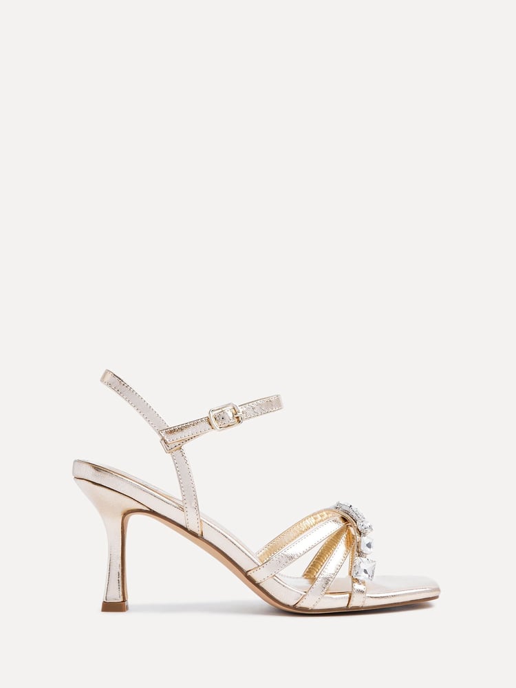 Linzi Gold Eva Diamante Heeled Sandals With Wrap Around Ankle Strap - Image 2 of 5