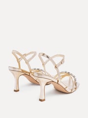 Linzi Gold Eva Diamante Heeled Sandals With Wrap Around Ankle Strap - Image 4 of 5