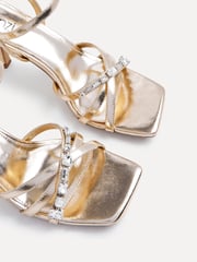 Linzi Gold Eva Diamante Heeled Sandals With Wrap Around Ankle Strap - Image 5 of 5