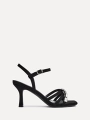 Linzi Black Eva Diamante Heeled Sandals With Wrap Around Ankle Strap - Image 2 of 5