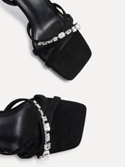 Linzi Black Eva Diamante Heeled Sandals With Wrap Around Ankle Strap - Image 4 of 5