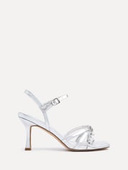 Linzi Silver Eva Diamante Heeled Sandals With Wrap Around Ankle Strap - Image 2 of 5