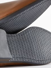 Tan Brown Wide Fit Leather Derby Shoes with Navy Contrast Sole - Image 6 of 8