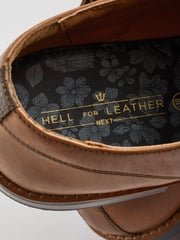 Tan Brown Wide Fit Leather Derby Shoes with Navy Contrast Sole - Image 8 of 8