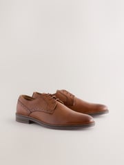 Tan Brown Embossed Derby Shoes - Image 2 of 5