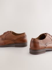 Tan Brown Embossed Derby Shoes - Image 4 of 5