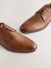 Tan Brown Embossed Derby Shoes - Image 5 of 5