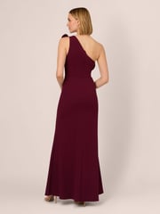 Adrianna Papell Red One Shoulder Mermaid Gown Dress - Image 2 of 7