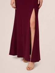 Adrianna Papell Red One Shoulder Mermaid Gown Dress - Image 5 of 7