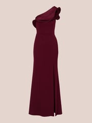 Adrianna Papell Red One Shoulder Mermaid Gown Dress - Image 6 of 7