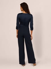 Adrianna Papell Blue Satin Crepe Jumpsuit - Image 2 of 7
