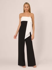 Adrianna by Adrianna Papell Knit Crepe Strapless Black Jumpsuit - Image 1 of 7