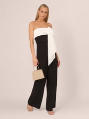 Adrianna by Adrianna Papell Knit Crepe Strapless Black Jumpsuit - Image 3 of 7