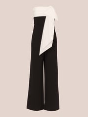 Adrianna by Adrianna Papell Knit Crepe Strapless Black Jumpsuit - Image 6 of 7
