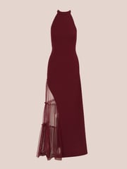 Adrianna by Adrianna Papell Red Knit Crepe Halter Gown - Image 6 of 7