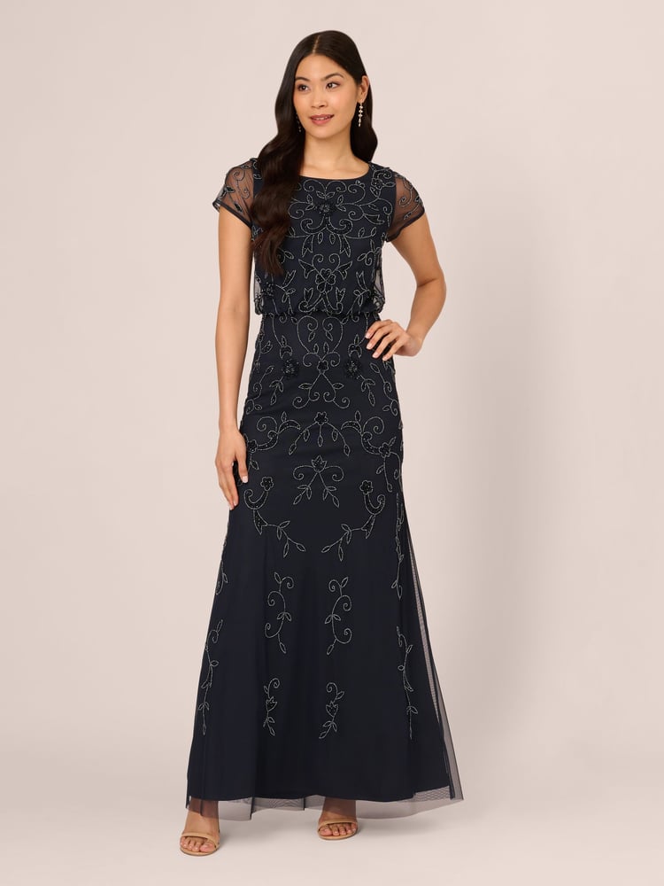 Adrianna Papell Studio Beaded Blouson G Dress - Image 1 of 7