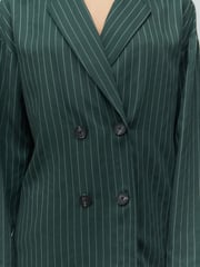 Green Relaxed Lightweight Double Breasted Stripe Blazer - Image 3 of 5