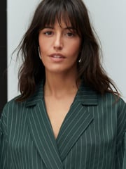 Green Relaxed Lightweight Double Breasted Stripe Blazer - Image 4 of 5