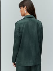 Green Relaxed Lightweight Double Breasted Stripe Blazer - Image 5 of 5
