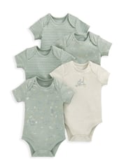 Mamas & Papas Green 100% Cotton Dino Bodysuits 5 Pack - Image 1 of 1