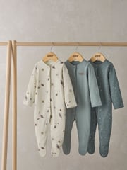 Mamas & Papas Blue 100% Cotton Planets Sleepsuits 3 Pack - Image 1 of 3