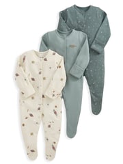 Mamas & Papas Blue 100% Cotton Planets Sleepsuits 3 Pack - Image 2 of 3
