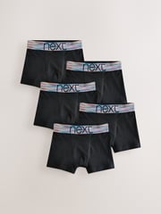 Black with Wizzy Waistband Trunks 5 Pack (1.5-16yrs) - Image 1 of 5