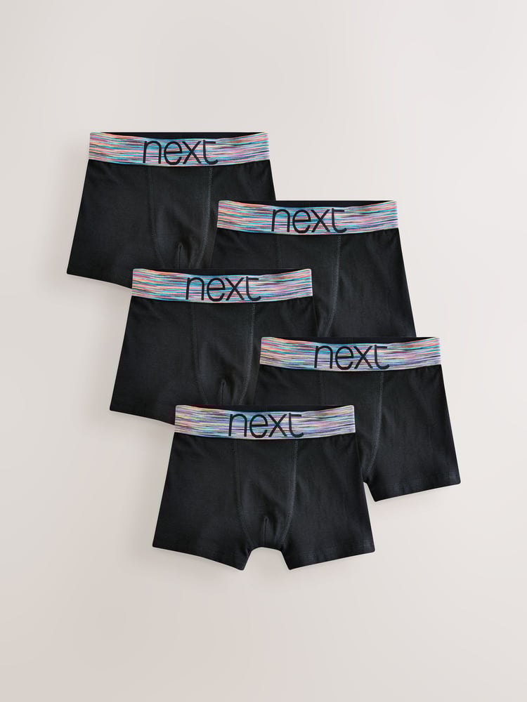 Black with Wizzy Waistband Trunks 5 Pack (1.5-16yrs) - Image 1 of 5