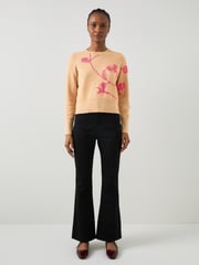 LK Bennett Brown Henrietta Flower Detail Jumper - Image 1 of 3