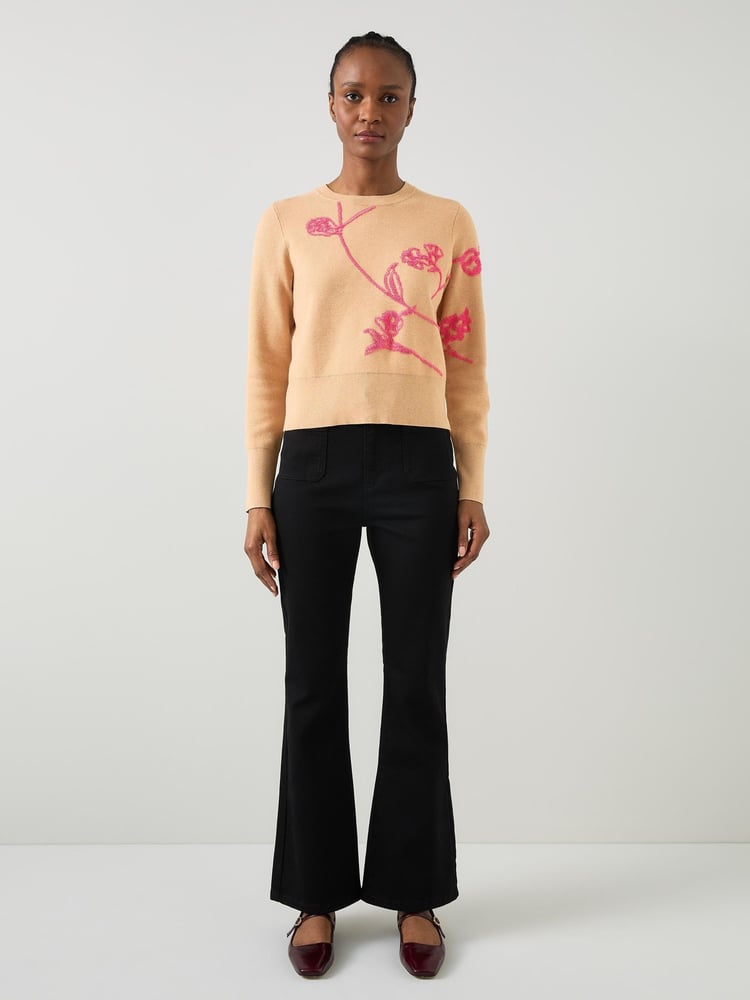 LK Bennett Brown Henrietta Flower Detail Jumper - Image 1 of 3