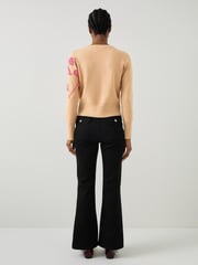 LK Bennett Brown Henrietta Flower Detail Jumper - Image 2 of 3
