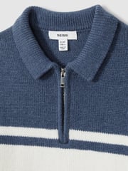 Reiss Blue/White Gallow 9-13 yrs Half-Zip Colour-Block Polo Shirt - Image 4 of 4
