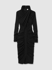 Reiss Black Myla Ruched Bodycon Midi Dress - Image 2 of 5