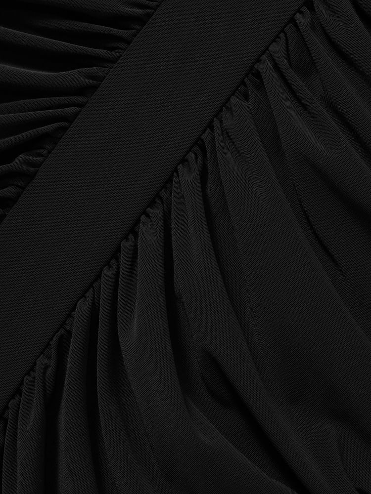 Reiss Black Myla Ruched Bodycon Midi Dress - Image 5 of 5