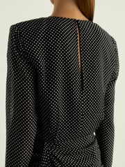 Reiss Black Taylor Gathered Polka-Dot Georgette Mini Dress - Image 4 of 6