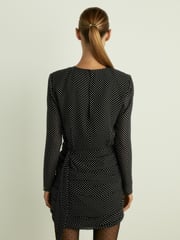 Reiss Black Taylor Gathered Polka-Dot Georgette Mini Dress - Image 5 of 6