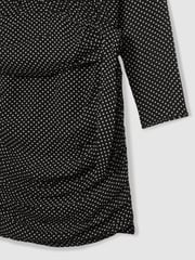 Reiss Black Taylor Gathered Polka-Dot Georgette Mini Dress - Image 6 of 6
