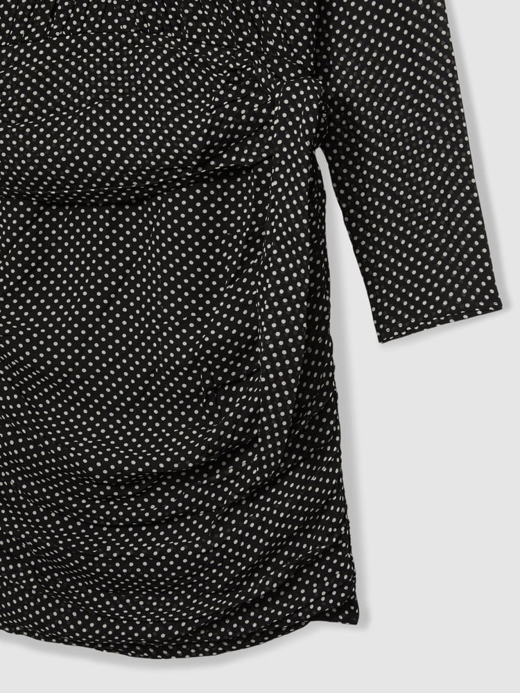 Reiss Black Taylor Gathered Polka-Dot Georgette Mini Dress - Image 6 of 6