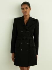 Reiss Black Casiya Structured Suit Midi Dress - Image 3 of 7