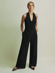 Schwarz - Florere Plissierte Hose mit weitem Bein - Bild 1 von 6