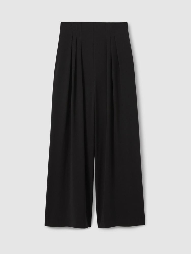 Schwarz - Florere Plissierte Hose mit weitem Bein - Bild 2 von 6