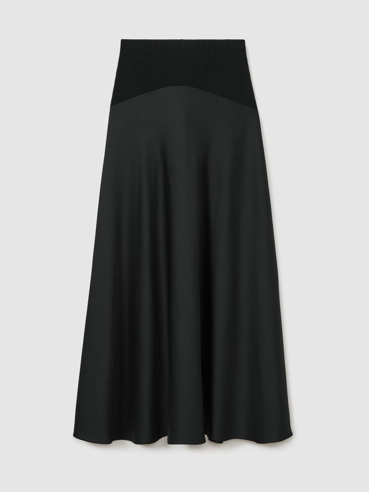 Florere Hybrid Satin Midi Black Skirt - Image 2 of 6