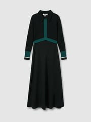 Florere Hybrid Knit Zip-Front Midi Black Dress - Image 2 of 6