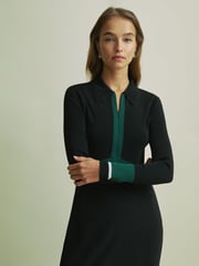 Florere Hybrid Knit Zip-Front Midi Black Dress - Image 3 of 6