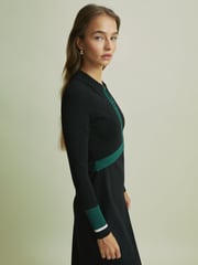 Florere Hybrid Knit Zip-Front Midi Black Dress - Image 4 of 6