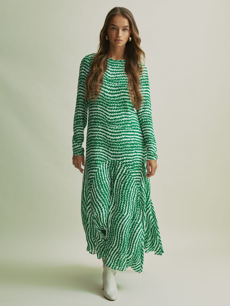 Florere Green Asymmetric Midi Dress - Image 1 of 8