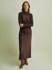 Florere Hybrid Knit Midi Chocolate Dress - Image 1 of 6
