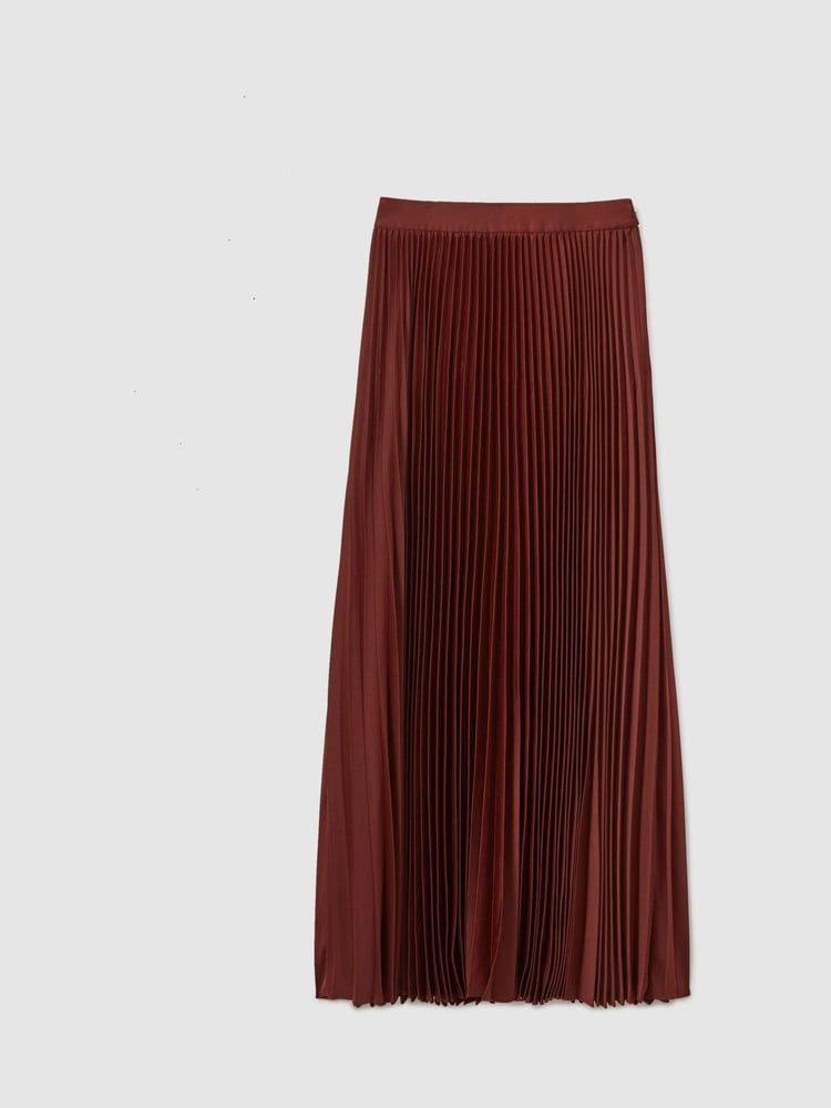 Florere Cinnamon Pleated Satin Maxi Skirt - Image 2 of 6